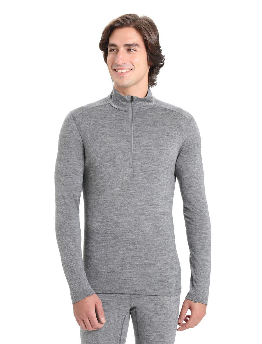 Base Layers Icebreaker Merino 200 Oasis Long Sleeve Half Zip Thermal Top Homme Grise | FR 1360ILHS